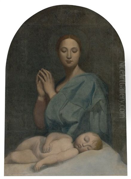 The Virgin With The Sleeping Infant Jesus Oil Painting by Jean-Auguste-Dominique Ingres