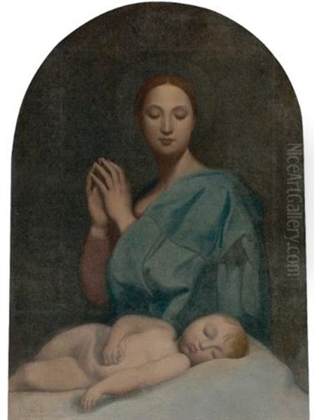 The Virgin With The Sleeping Infant Jesus Oil Painting by Jean-Auguste-Dominique Ingres