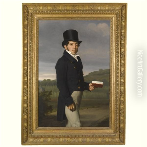 Portrait Of A Gentleman Holding A Book Oil Painting by Jean-Auguste-Dominique Ingres