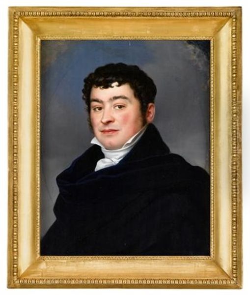 Portrait Of A Gentleman Wearing A Blue Jacket With White Cravat Oil Painting by Jean-Auguste-Dominique Ingres