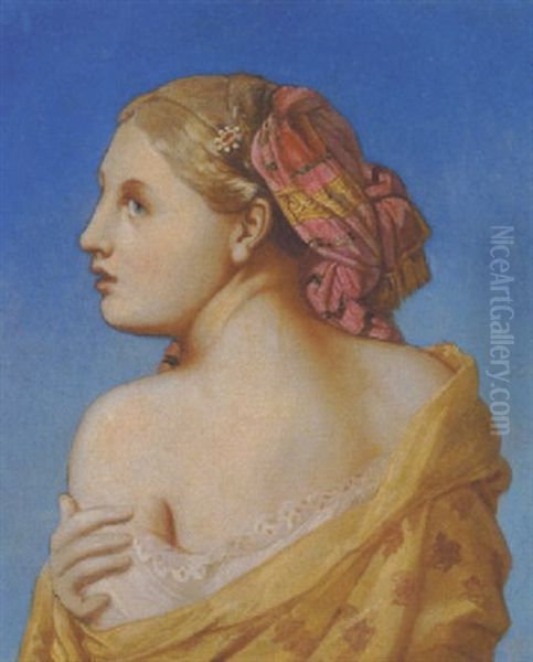 Rygvendt Nogen Skonhed Med Hovedprydelse Oil Painting by Jean-Auguste-Dominique Ingres