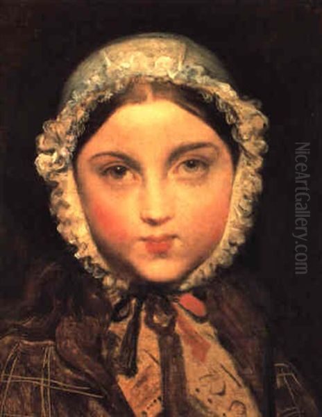 Portrait Of A Young Girl In Bonnet (isabelle Guille, The Artist's Niece?) Oil Painting by Jean-Auguste-Dominique Ingres