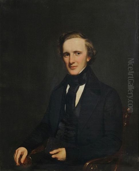 Portrait Of James Mcwhorter Bruen (1818-1881) Who Is Depicted Sitting And Holding His Bible by Henry Inman