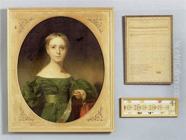 Portrait Of Catherine Kip With Her Needlework Oil Painting by Henry Inman