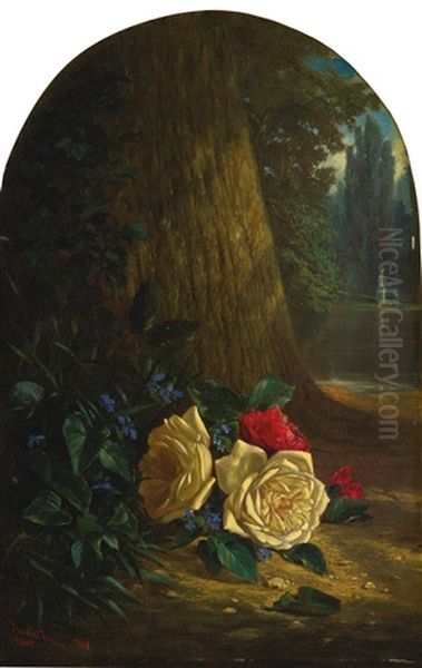 Still Life With Roses Oil Painting by John O'Brien Inman