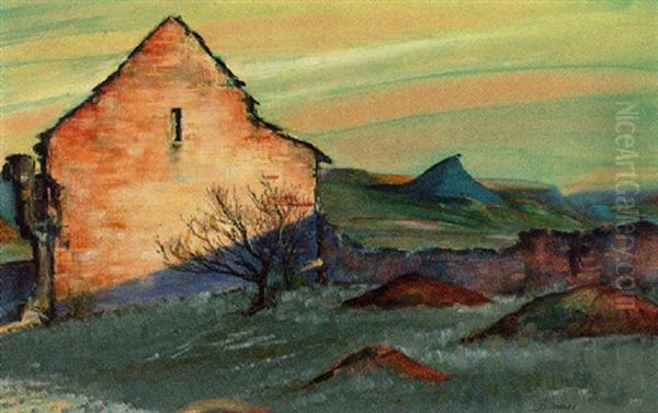 Welsh Cottage Oil Painting by James Dickson Innes