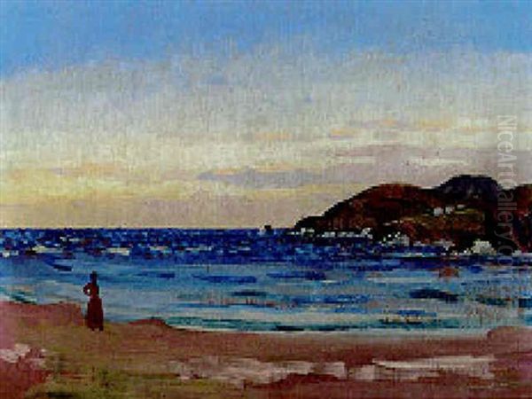 A Bay With A Figure On The Shore Oil Painting by James Dickson Innes