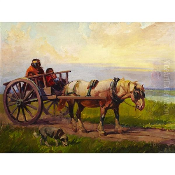 Red River Cart Oil Painting by John Innes