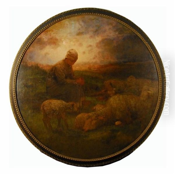 Shepherdess At Sunset Oil Painting by George Inness Jr.