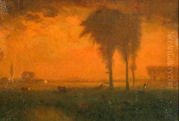 Pastoral Landscape Oil Painting by George Inness Jr.