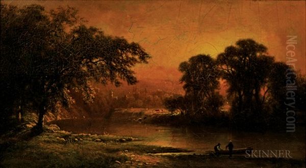 The Pond At Sunset Oil Painting by George Inness