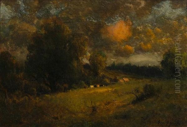 Pasture In Sunlight Oil Painting by George Inness