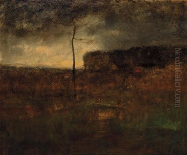 A Cloudy Day Oil Painting by George Inness