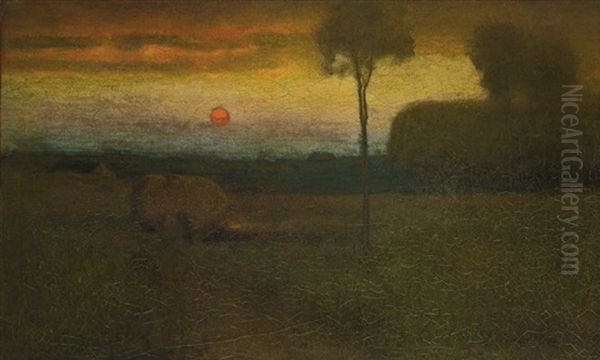 Landscape (evening Landscape) Oil Painting by George Inness