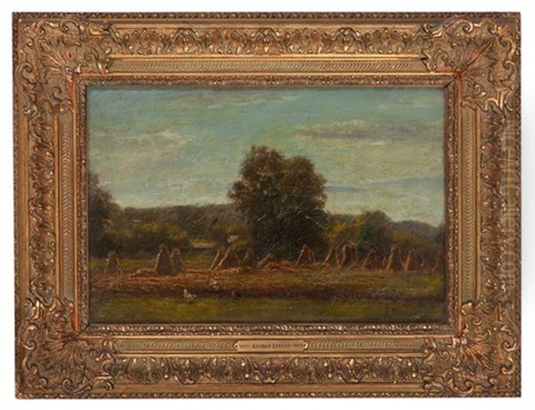 Field Scene With Haystacks Oil Painting by George Inness