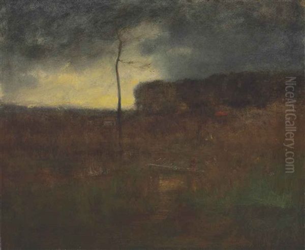 A Cloudy Day Oil Painting by George Inness