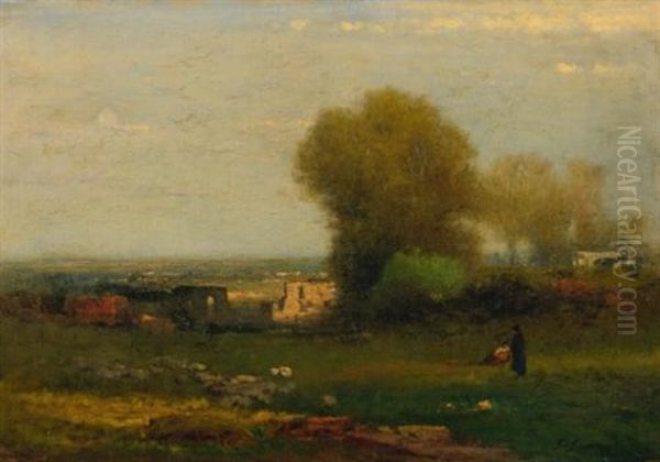 By The Old Aqueduct, Campagna, Italy Oil Painting by George Inness