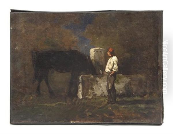 Watering Horse Oil Painting by George Inness