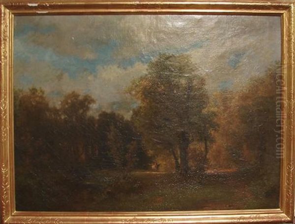 Woodland Interior With Rider On Horseback Oil Painting by George Inness