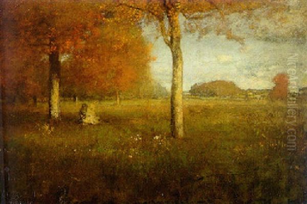 An Autumn Day Oil Painting by George Inness