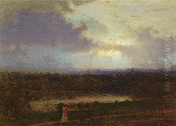 By The Lake Oil Painting by George Inness