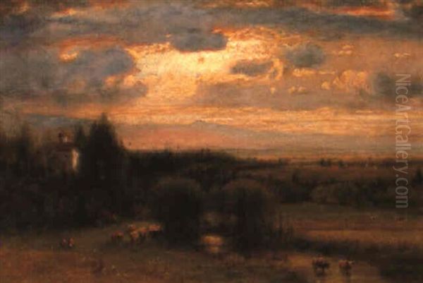 Midsummer, Hudson Valley Oil Painting by George Inness