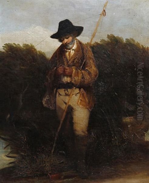 A Fisherman Of The (achill?) Mountains Oil Painting by James Inskipp