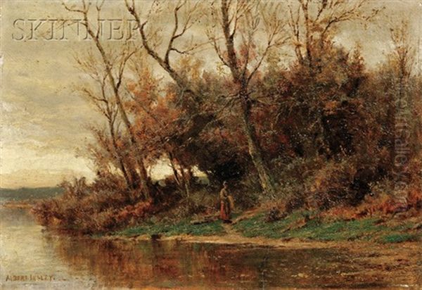 Lady On A Riverbank Oil Painting by Albert Babb Insley