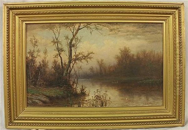 Landscape With Boaters Oil Painting by Albert Babb Insley