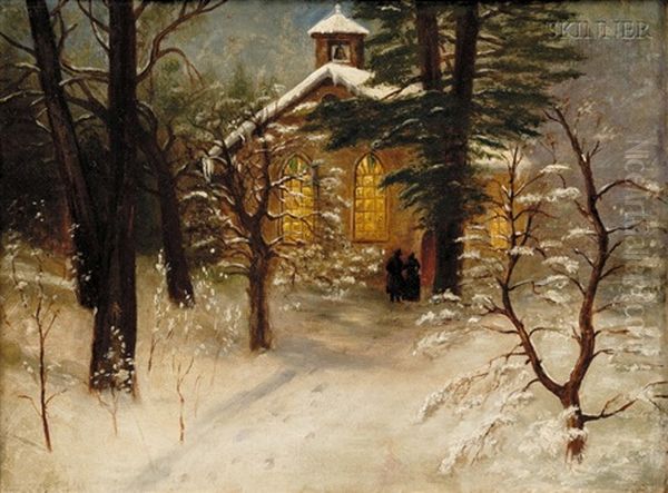 Evening Service, Old Baptist Church Oil Painting by Albert Babb Insley