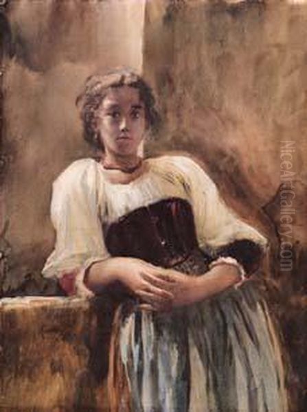 Ritratto Di Popolana Oil Painting by Paul Barthel