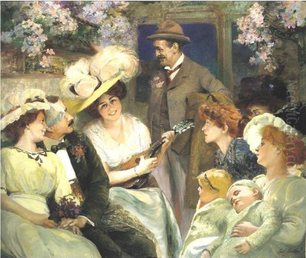 Depart Pour Le Voyage De Noces Oil Painting by Paul Barthel