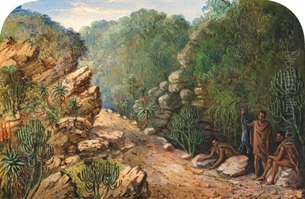 Dassie Kloof - Hunters With Game Oil Painting by Frederick Timpson I'Ons