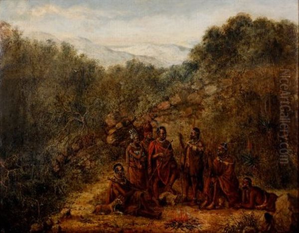 Chiefs And Councillors Conferring Oil Painting by Frederick Timpson I'Ons