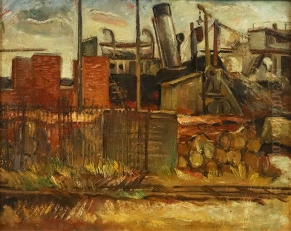 Shipyard Oil Painting by Petre Iorgulescu Yor