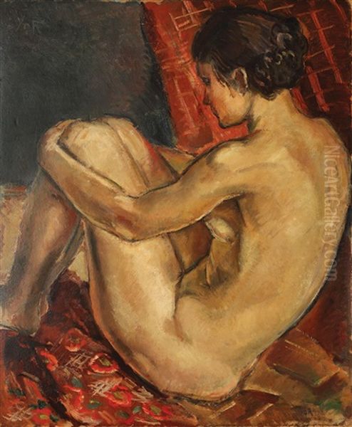 Nud In Atelier Oil Painting by Petre Iorgulescu Yor