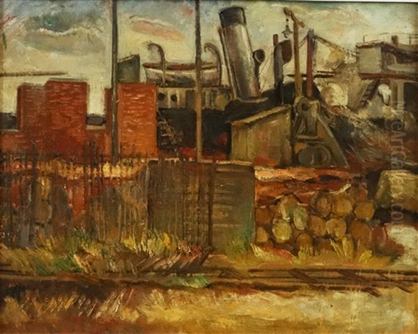 Shipyard Oil Painting by Petre Iorgulescu Yor