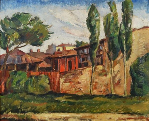 Landscape With Houses Oil Painting by Petre Iorgulescu Yor