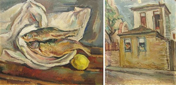 Still Life With Fish And Lemon Oil Painting by Petre Iorgulescu Yor