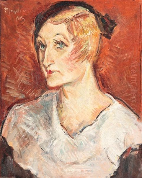 Portrait Of Florentina Ciricleanu, Actress Oil Painting by Petre Iorgulescu Yor