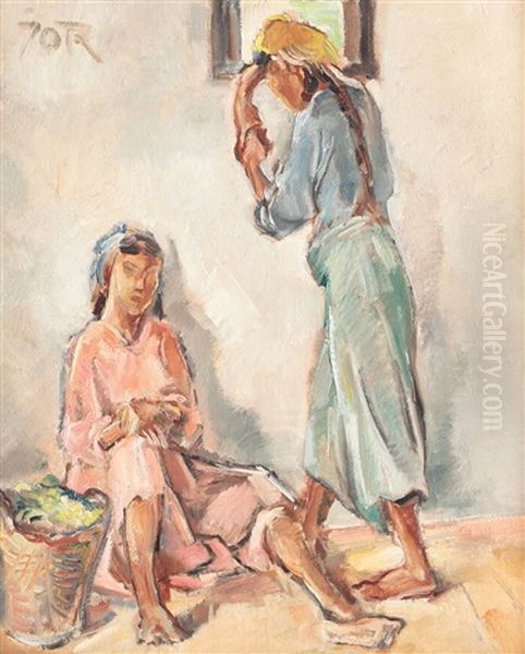 Tatar Women Resting Oil Painting by Petre Iorgulescu Yor