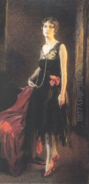 Black, Red And Gold - Edith Boyden Crocker Ipsen (mrs. Ernest Ludwig Ipsen) Oil Painting by Ernest Ludwig Ipsen