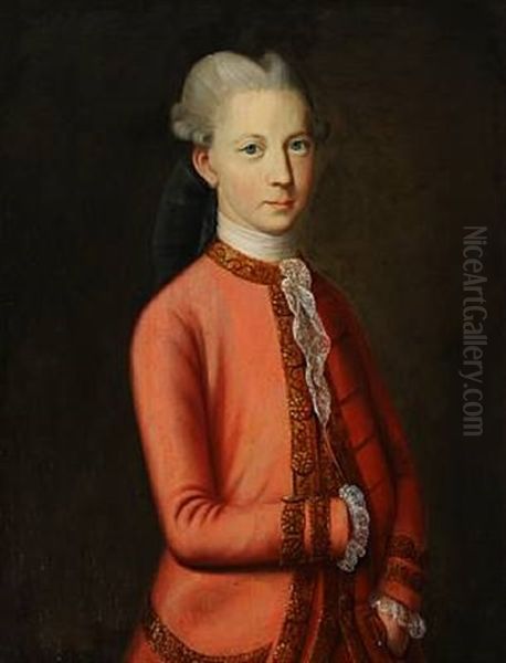 Portrait Of A Young Gentleman In A Red Jacket Oil Painting by Paul Ipsen