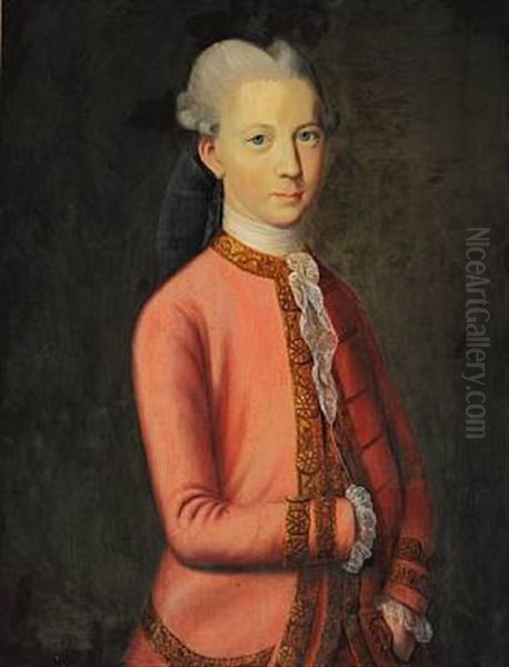 Portrait Of A Young Gentleman In A Red Jacket Oil Painting by Paul Ipsen