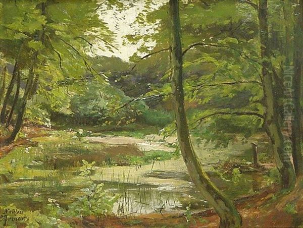 Waldsee Oil Painting by Carl Irmer