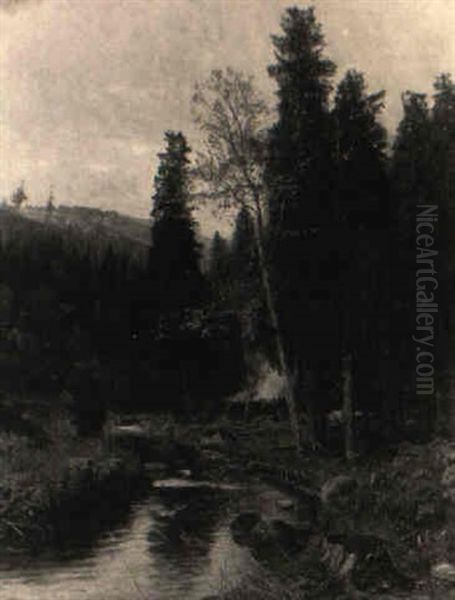 Waldlandschaft Mit Einem Kohlenmeiler Oil Painting by Carl Irmer