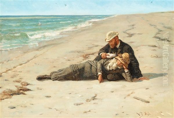 Marie Och Peder Severin Kroyer, Skagen Oil Painting by Valdemar Henrik Nicolaj Irminger