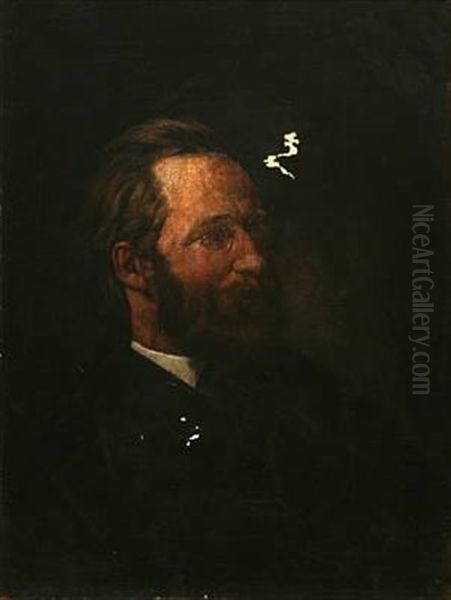 Portrait Of The Danish Painter Edvard Petersen Oil Painting by Valdemar Henrik Nicolaj Irminger