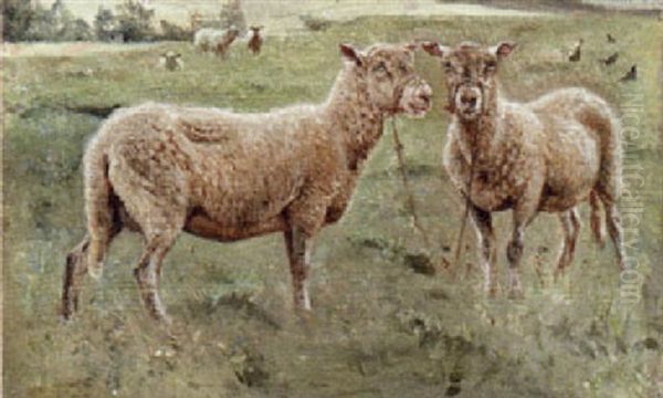 Pastoral Landscape With Sheep Oil Painting by Valdemar Henrik Nicolaj Irminger