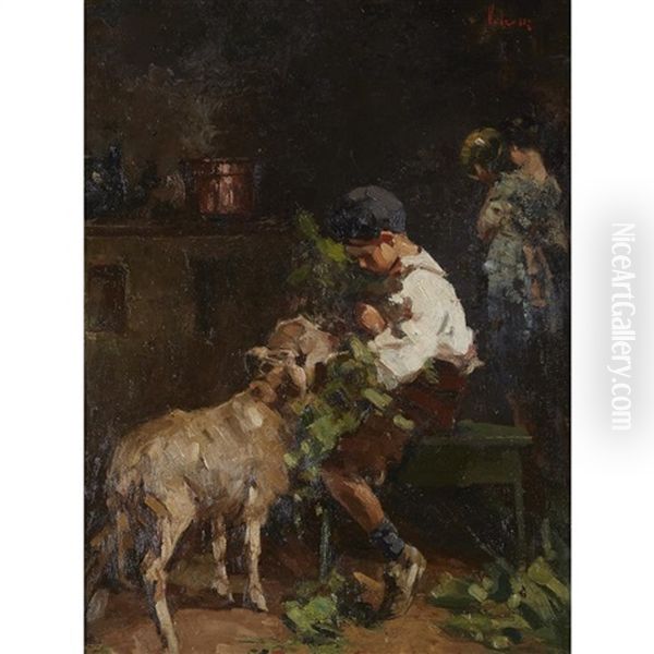 Boy With Lamb Oil Painting by Vincenzo Irolli